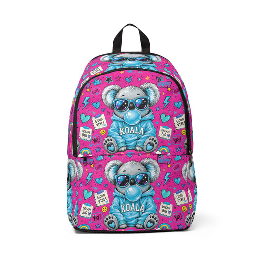 Cute Koala Backpack — Pink Bubblegum Kids School Bag with Sunglasses Koala Design