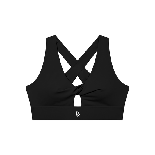 Women’s Twist Front V-Neck Sports Bra – Flattering Workout Crop Top