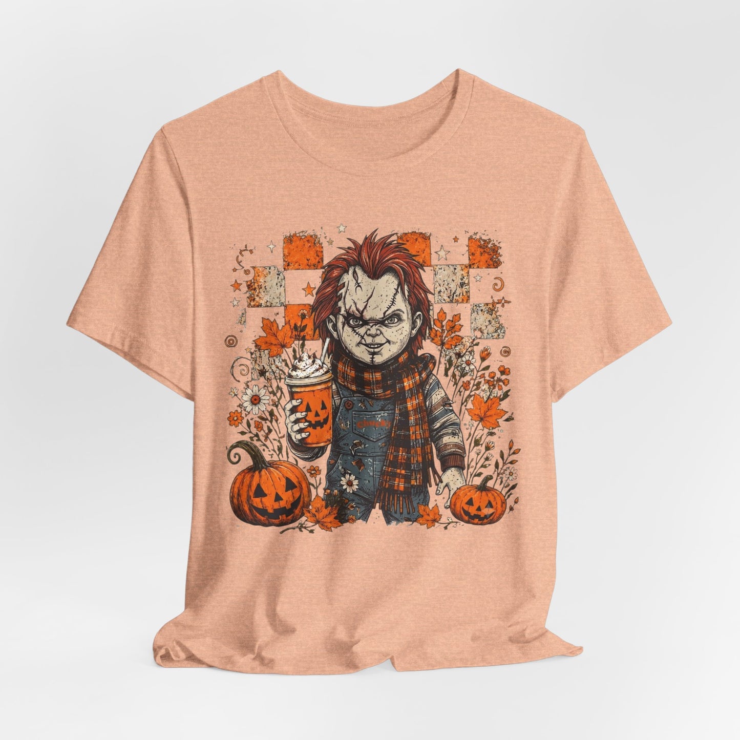 Halloween Horror Doll T‑Shirt – Pumpkin Patch Scare Tee