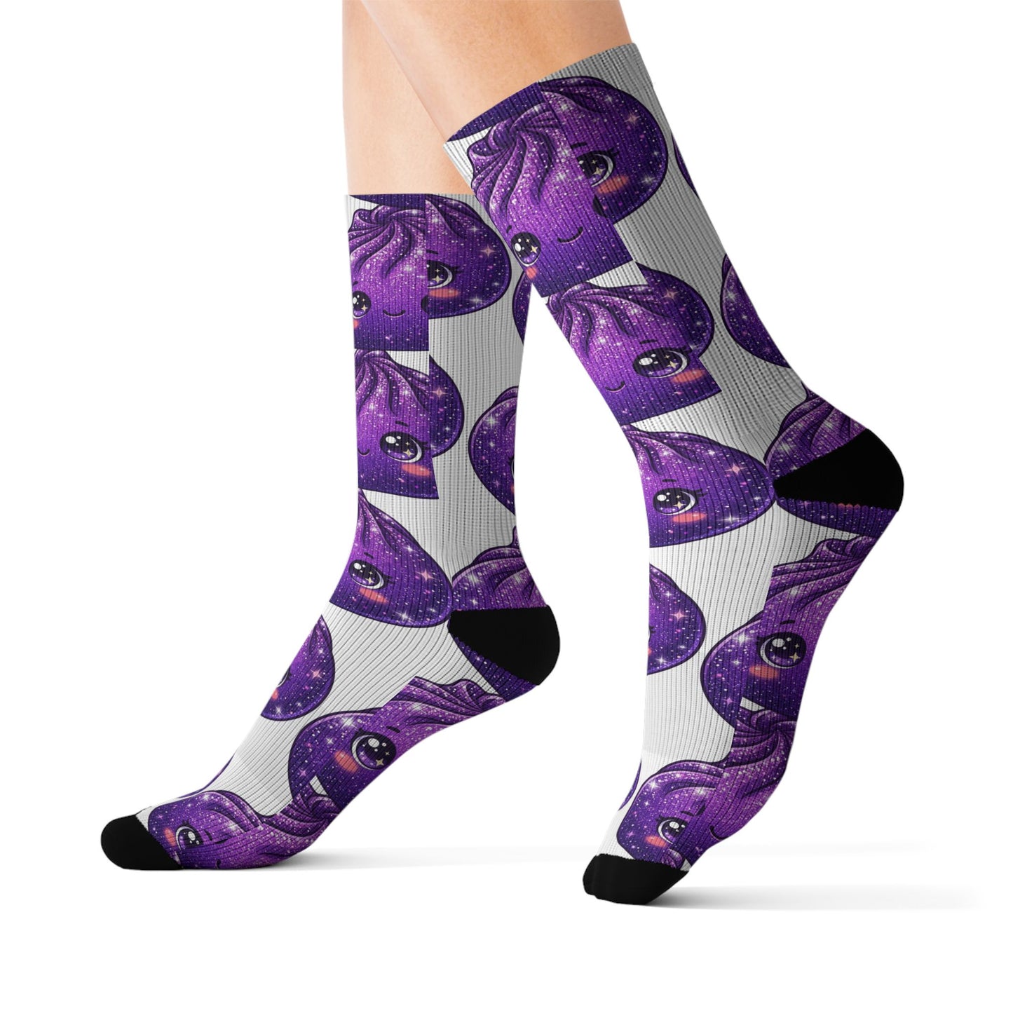 Purple Galaxy Octopus Sublimation Socks – Cute Kawaii Sea Creature Crew Socks