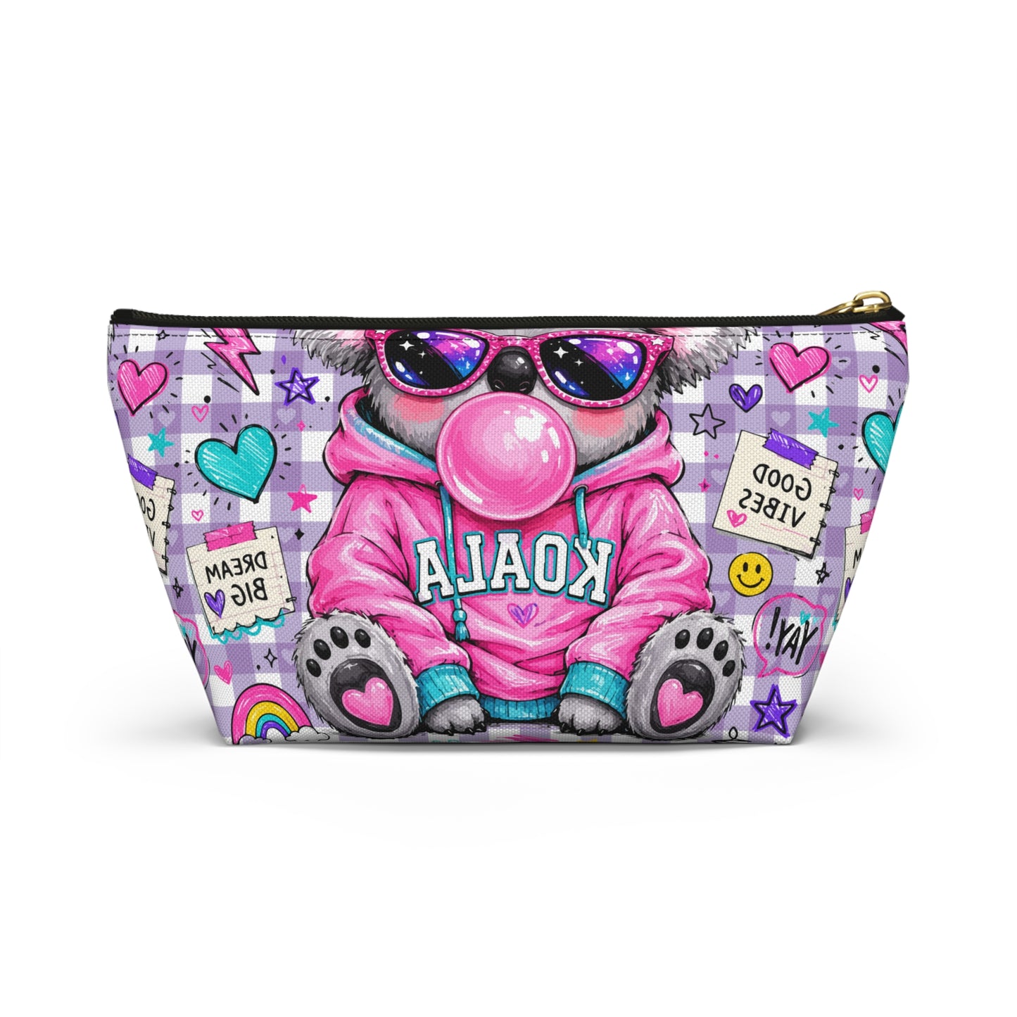Cute Koala Bubblegum Accessory Pouch - kids pencil holder - back to school supplies - gifts for school - pink pencil holder
