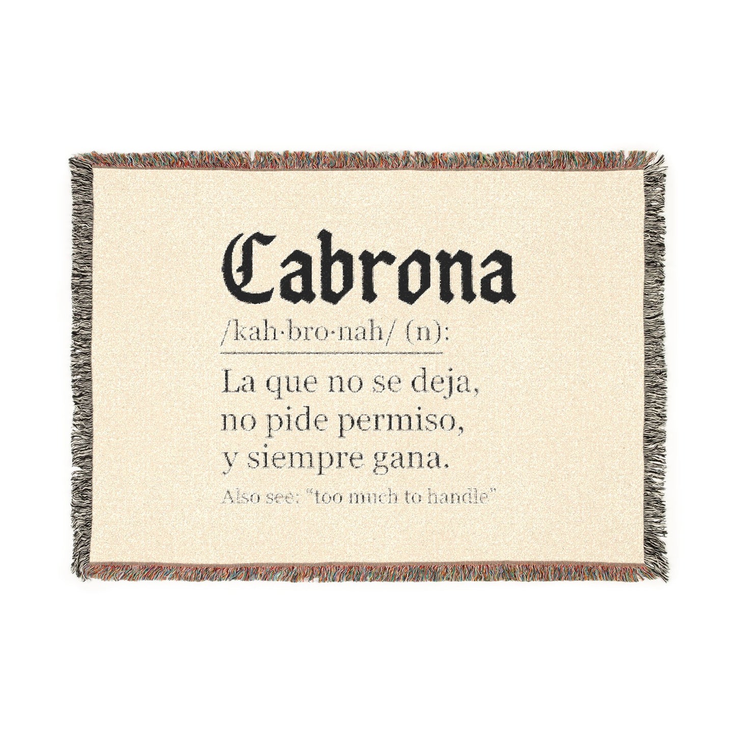 Cabrona Definition Woven Blanket — Spanish Phrase Throw for Bold, Sassy Home Decor