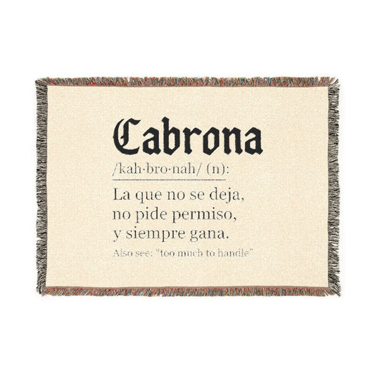 Cabrona Definition Woven Blanket — Spanish Phrase Throw for Bold, Sassy Home Decor