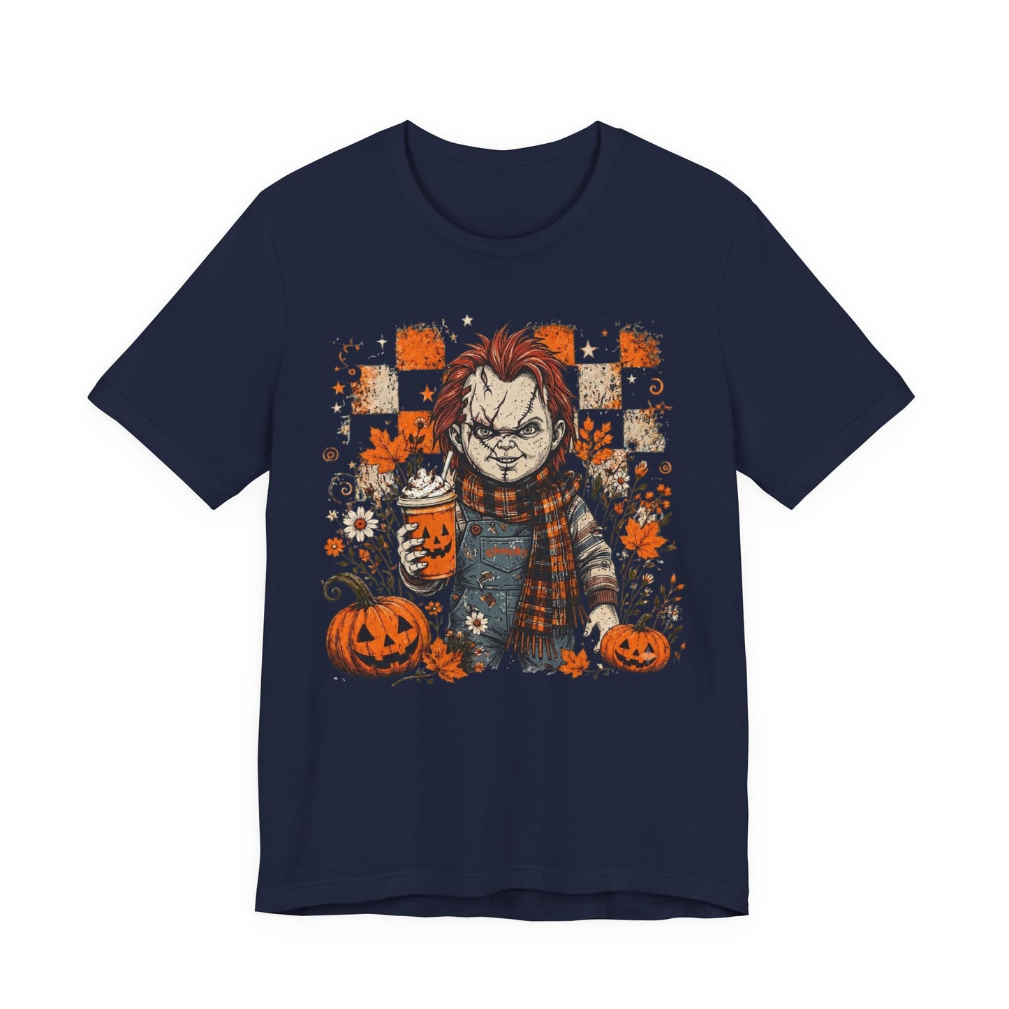 Halloween Horror Doll T‑Shirt – Pumpkin Patch Scare Tee