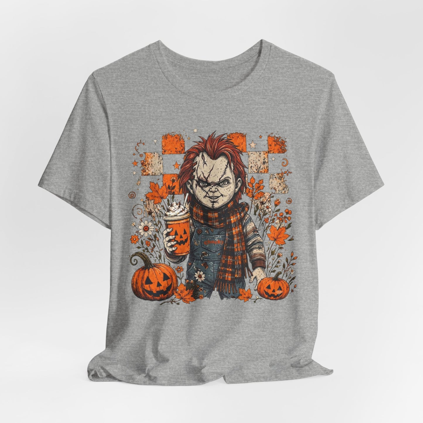Halloween Horror Doll T‑Shirt – Pumpkin Patch Scare Tee
