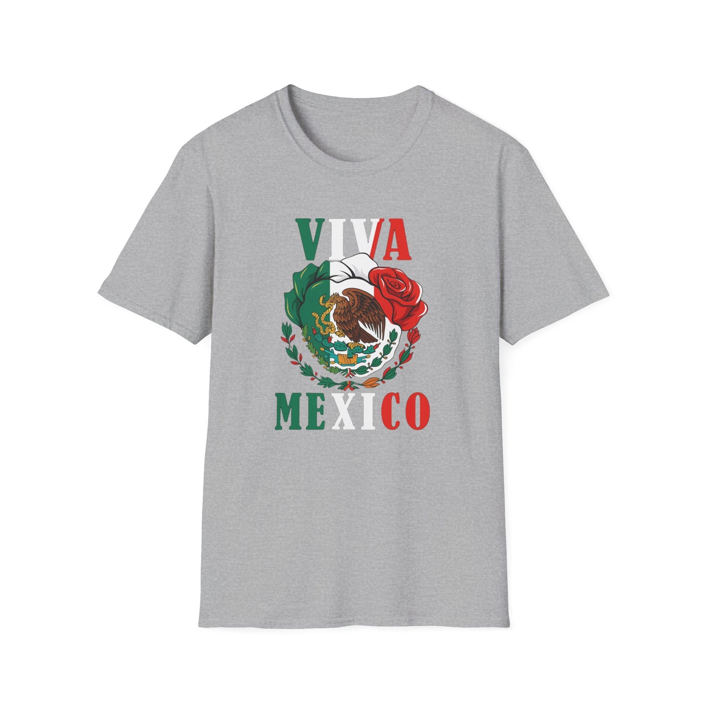 Viva Mexico T-Shirt — Mexican Flag Rose & Eagle Graphic