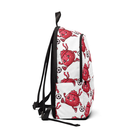 Heart Soccer Backpack – Cute Red Heart Mascot Pattern School Bag