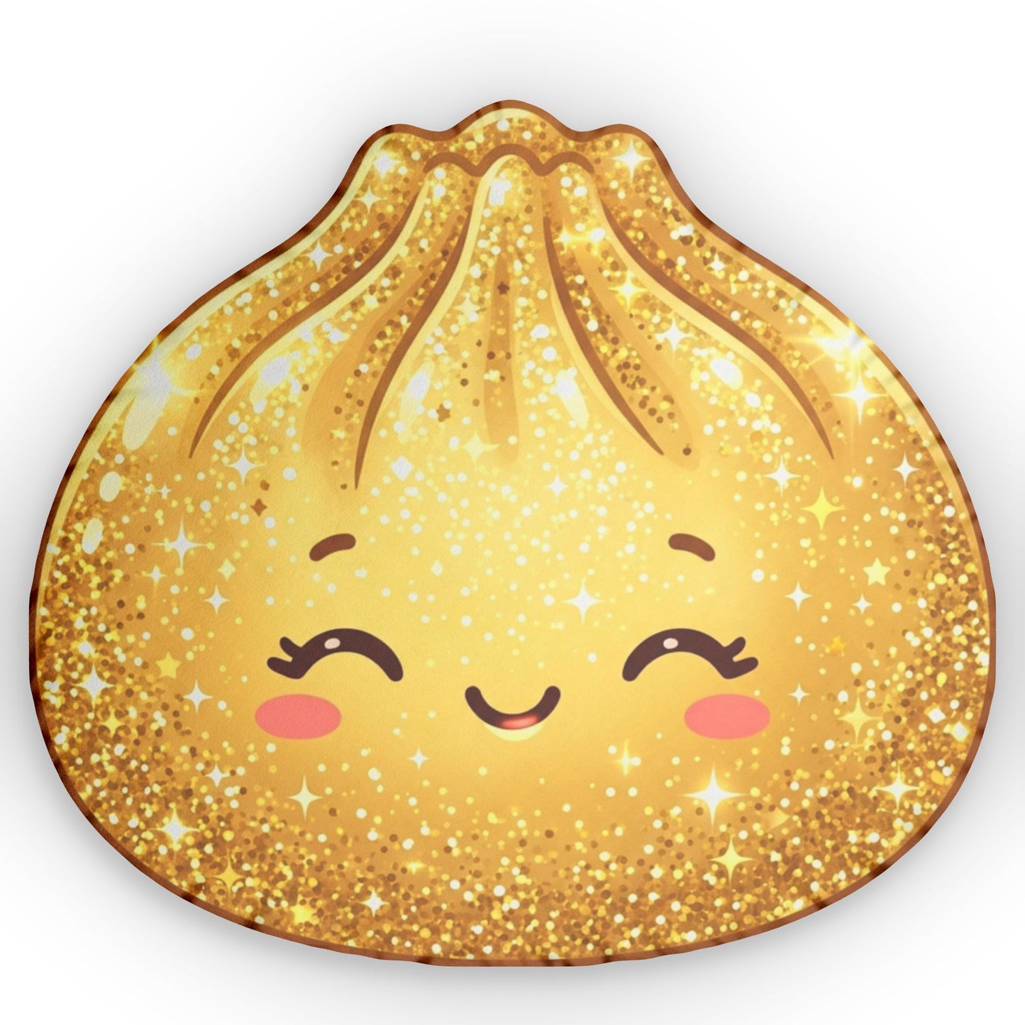 Golden Dumpling Pillow — Cute Kawaii Sparkle Plush Accent