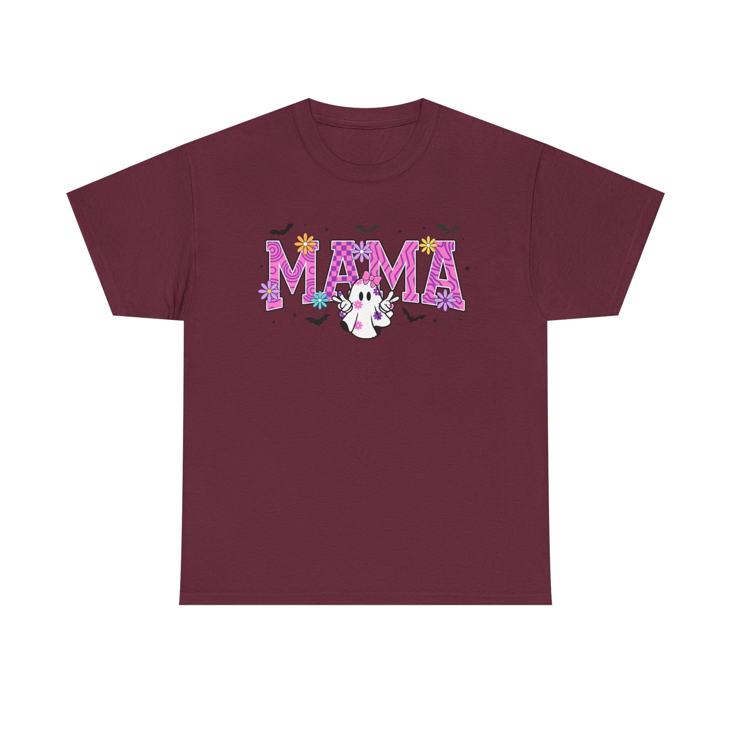 Mama Floral Tee — Cute Ghost & Pink Flower Mom Shirt (Mother’s Day Gift)