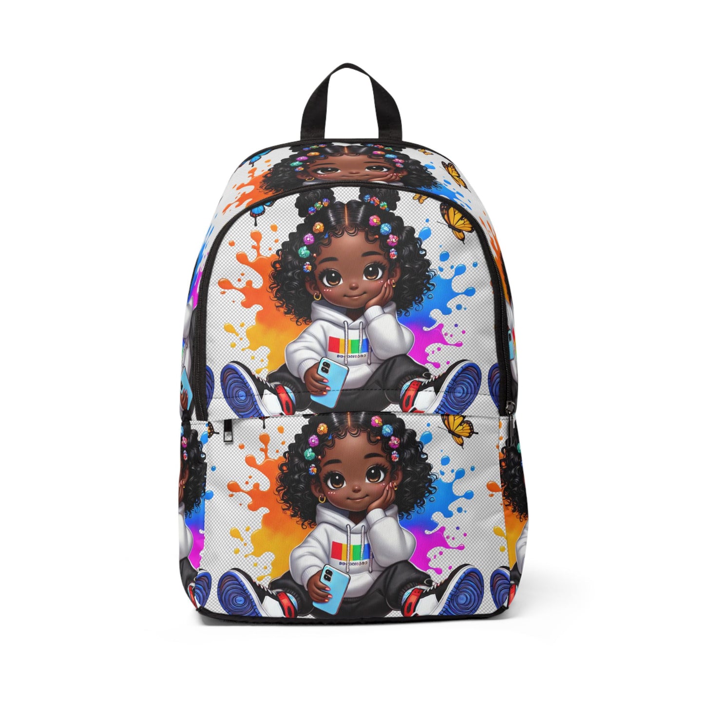 Kids Cartoon Black Girl Backpack — Colorful Paint Splash School Bag