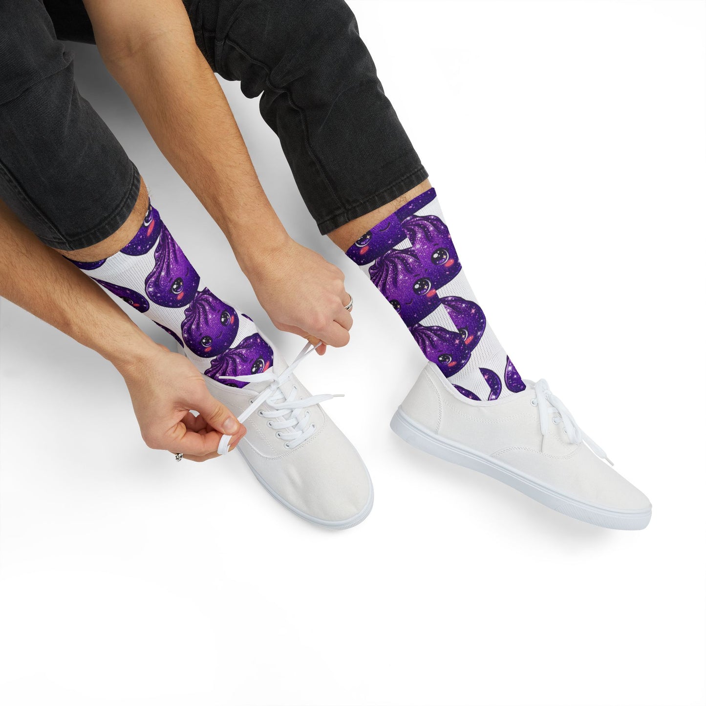 Purple Galaxy Octopus Sublimation Socks – Cute Kawaii Sea Creature Crew Socks
