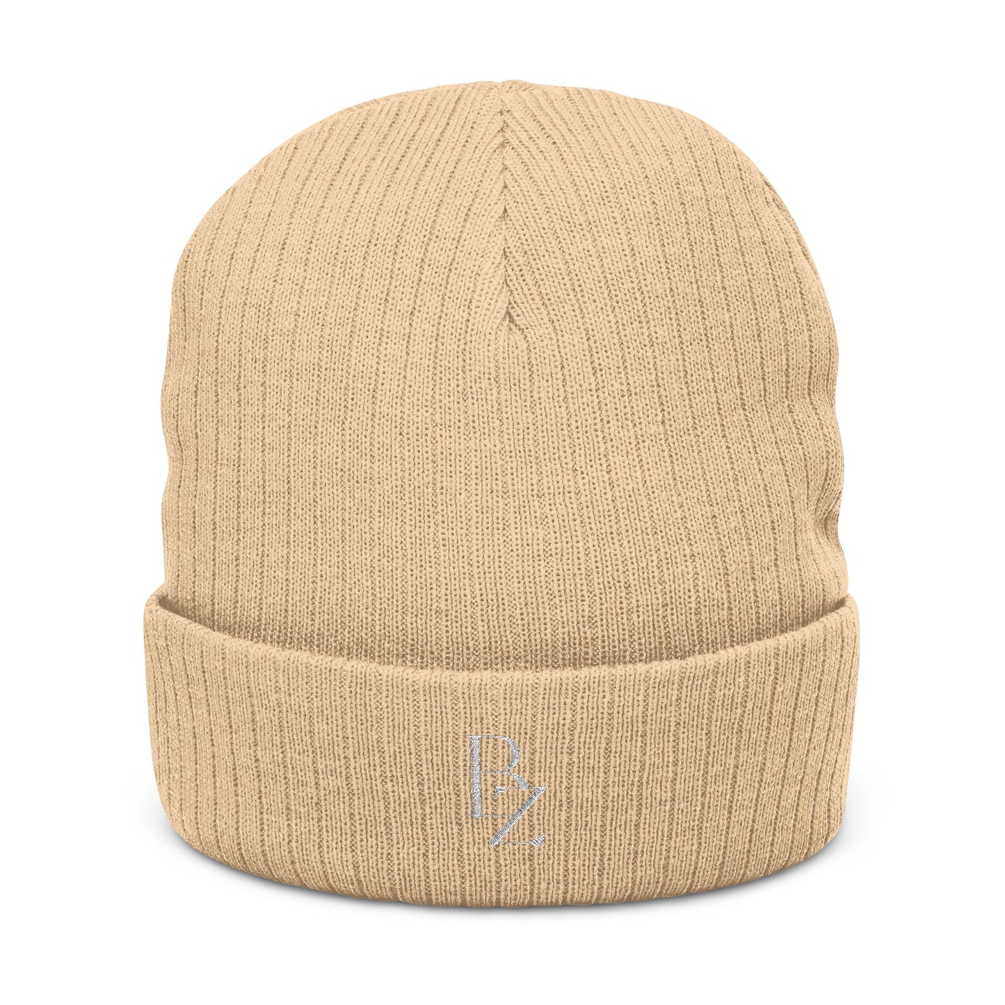 Embroidered Ribbed Beanie — Minimal 'BZ' Logo Knit Hat