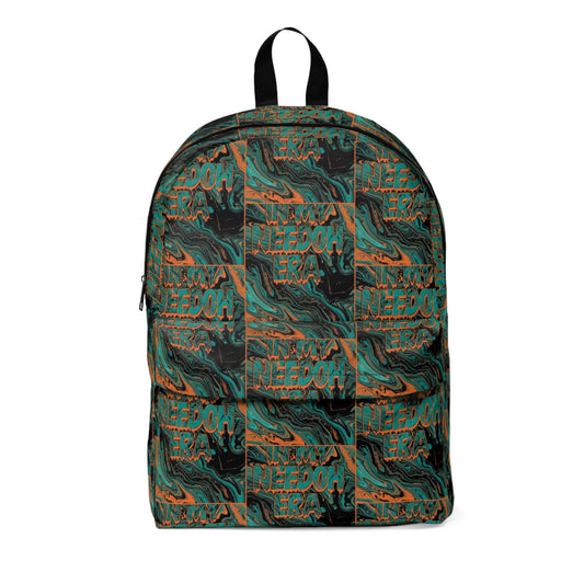Freedom Graffiti Backpack — Teal Amber Marble Pattern