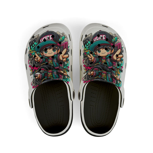 Kids Cartoon Gamer EVA Clogs — Colorful All-Over-Print Slip-On Shoes