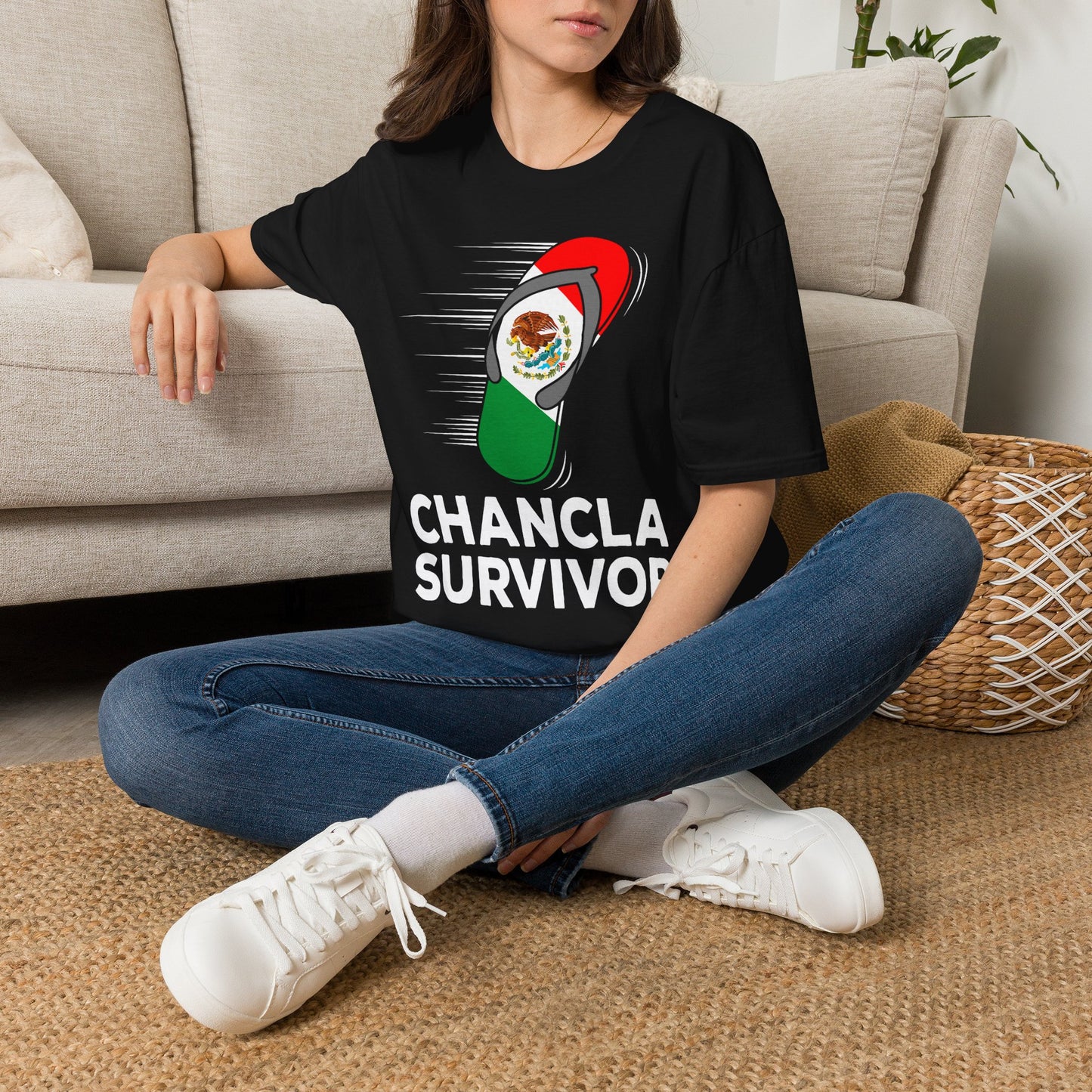 Chancla Survivor T-Shirt — Funny Mexican Flag Flip-Flop Shirt
