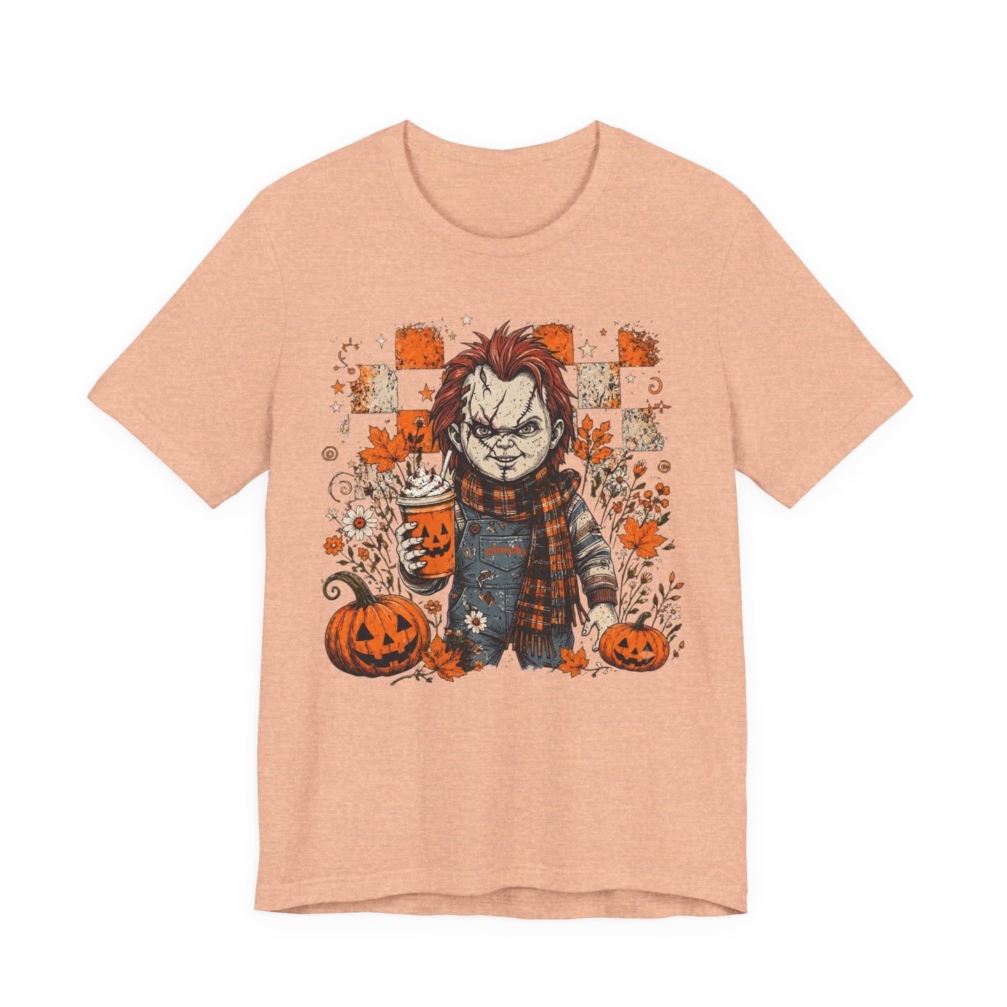 Halloween Horror Doll T‑Shirt – Pumpkin Patch Scare Tee