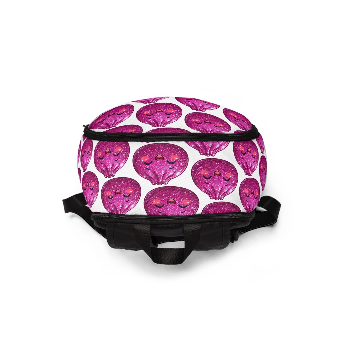 Kawaii Purple Dumpling Backpack — Cute Repeating Emoji Print Bag