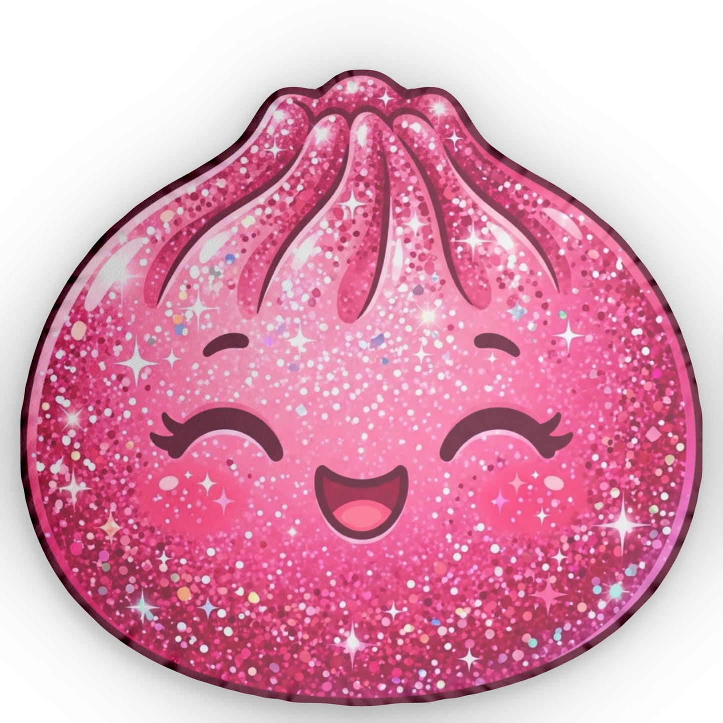 Sparkle Pink Dumpling Pillow — Cute Glitter Kawaii Plush Cushion