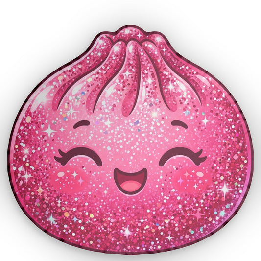 Sparkle Pink Dumpling Pillow — Cute Glitter Kawaii Plush Cushion