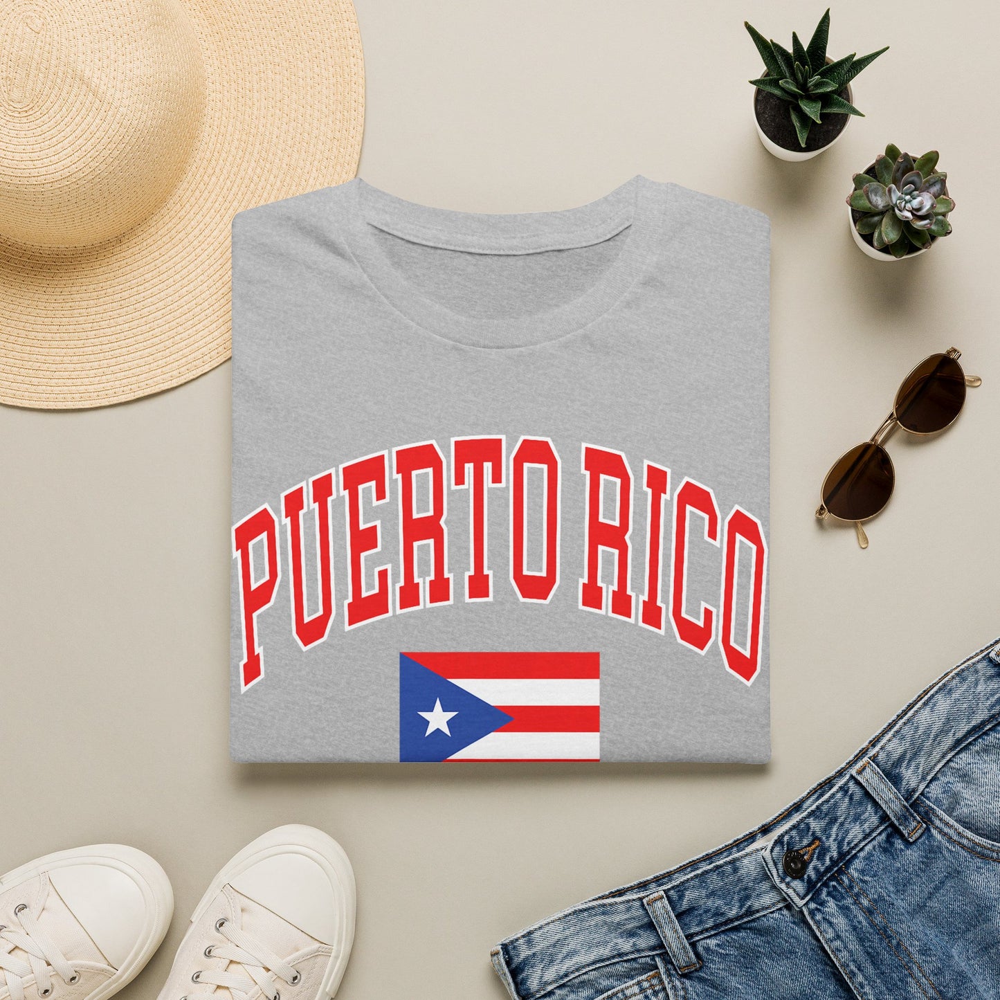 Puerto Rico Flag T-Shirt — Bold Red Arch College Tee