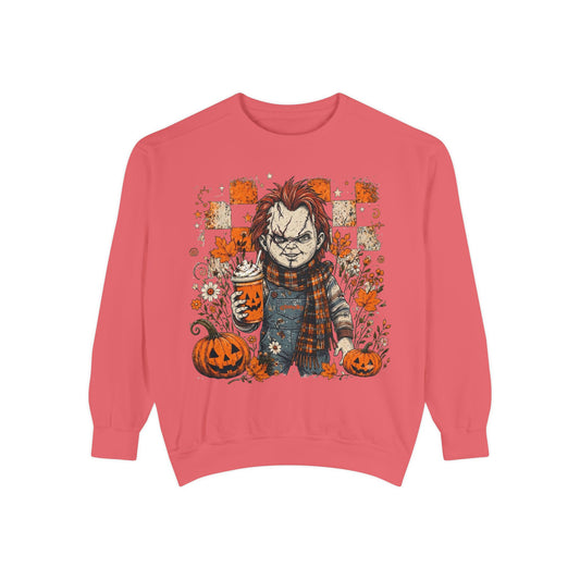 Horror Pumpkin Crewneck Sweatshirt — Chucky Fall Halloween Graphic