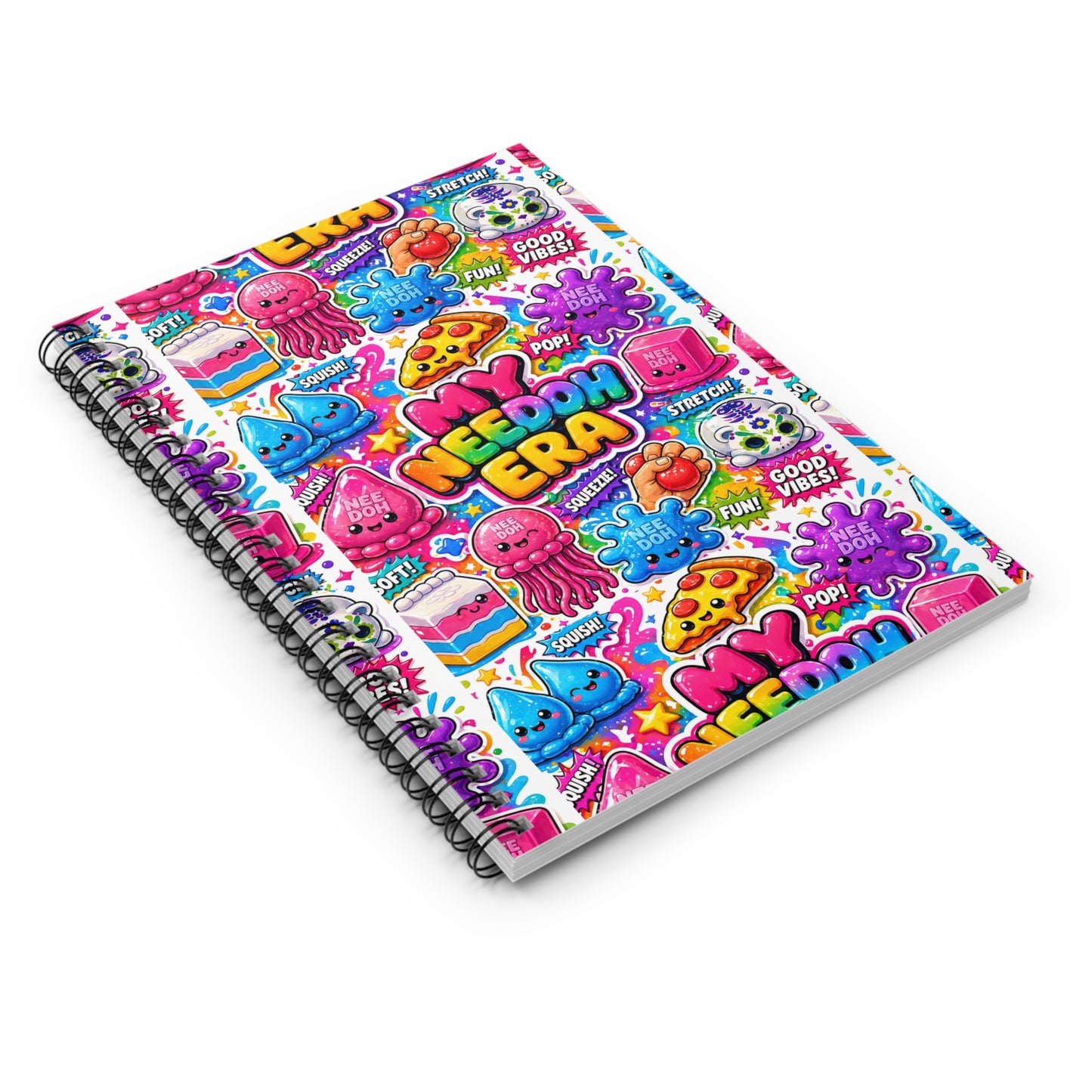 My Needoh Era Spiral Notebook — Colorful Kawaii Sticker Collage Ruled Journal