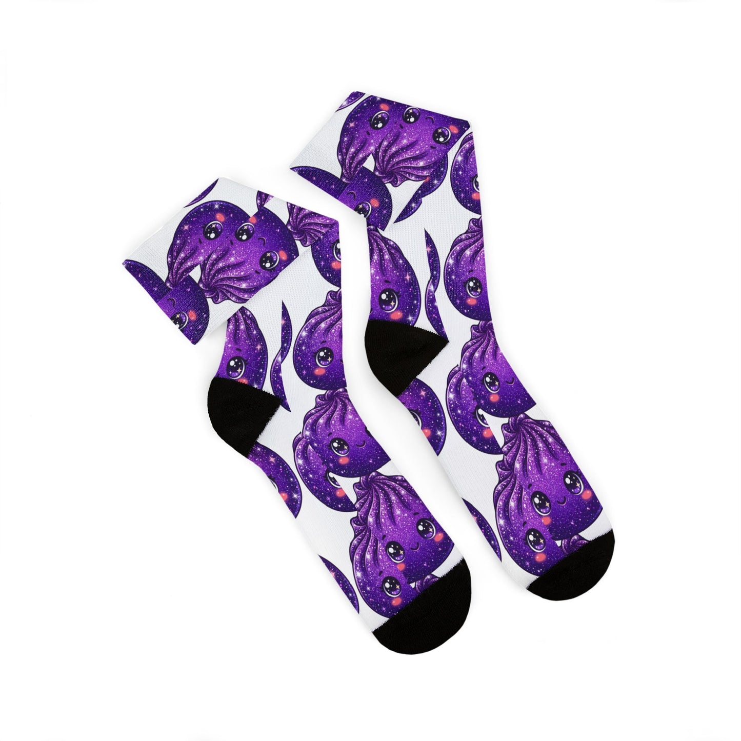 Purple Galaxy Octopus Sublimation Socks – Cute Kawaii Sea Creature Crew Socks