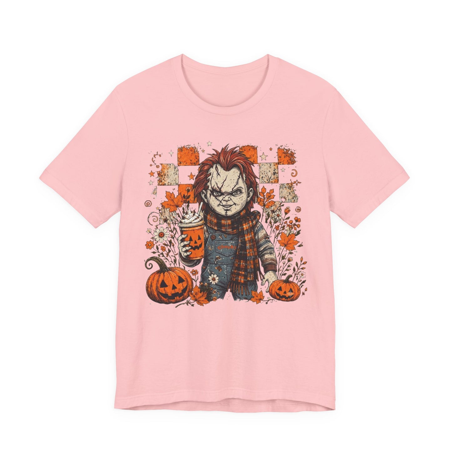 Halloween Horror Doll T‑Shirt – Pumpkin Patch Scare Tee