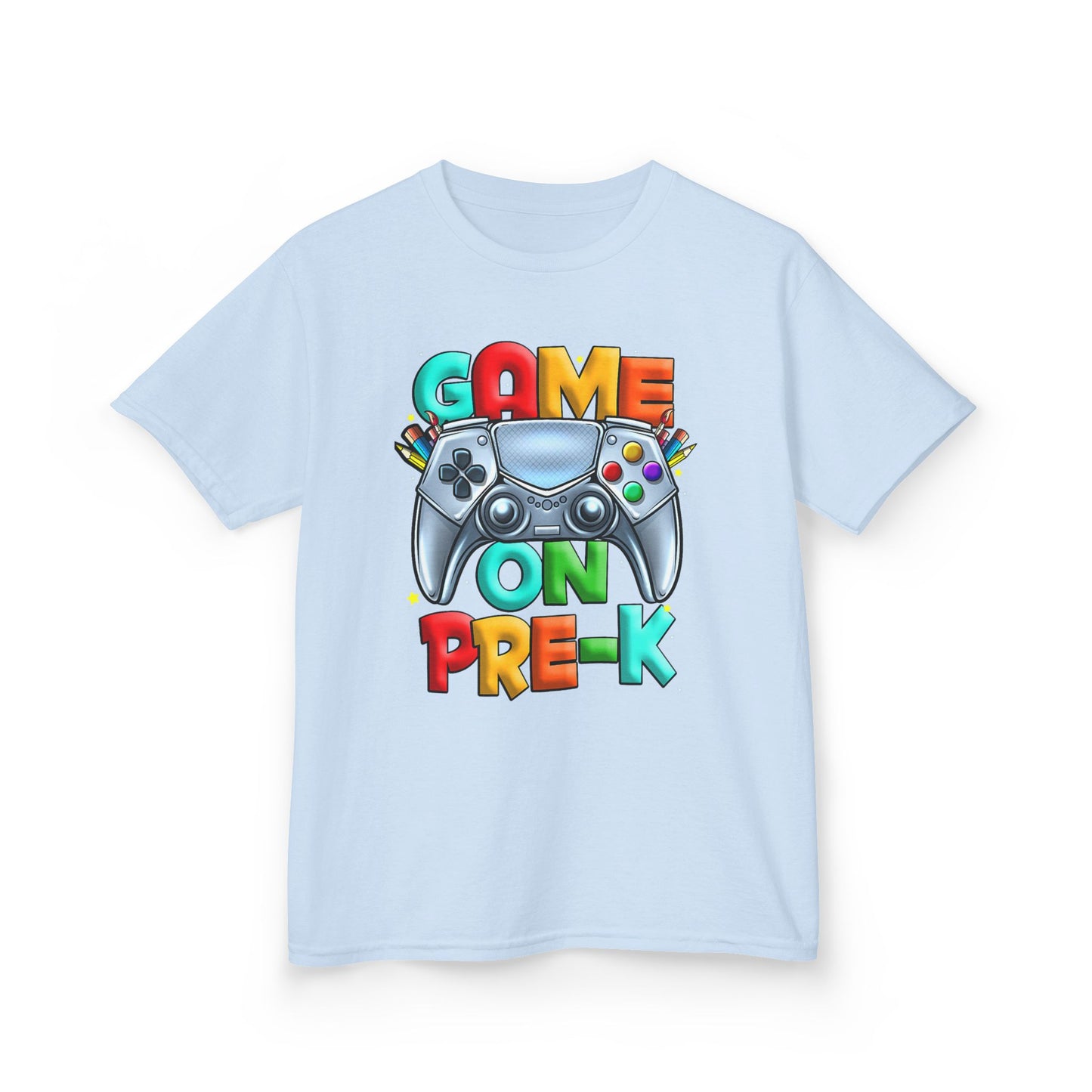 Kids T-Shirt — "Game On Pre-K" Colorful Controller Tee