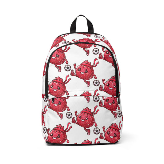 Heart Soccer Backpack – Cute Red Heart Mascot Pattern School Bag