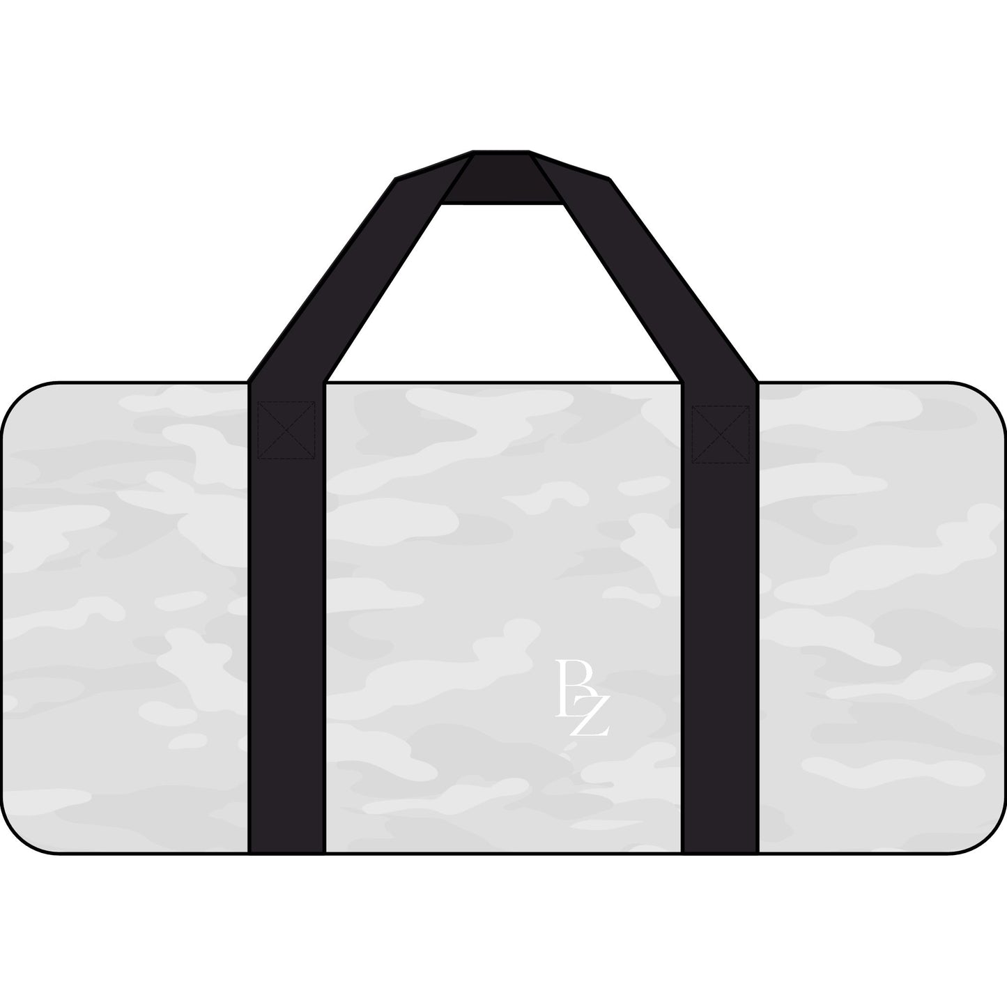 Duffel Bag — Black Camo & Checker Strap Travel Gym Weekender with BZ Logo