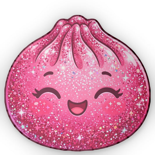 Sparkle Pink Dumpling Pillow — Cute Glitter Kawaii Plush Cushion