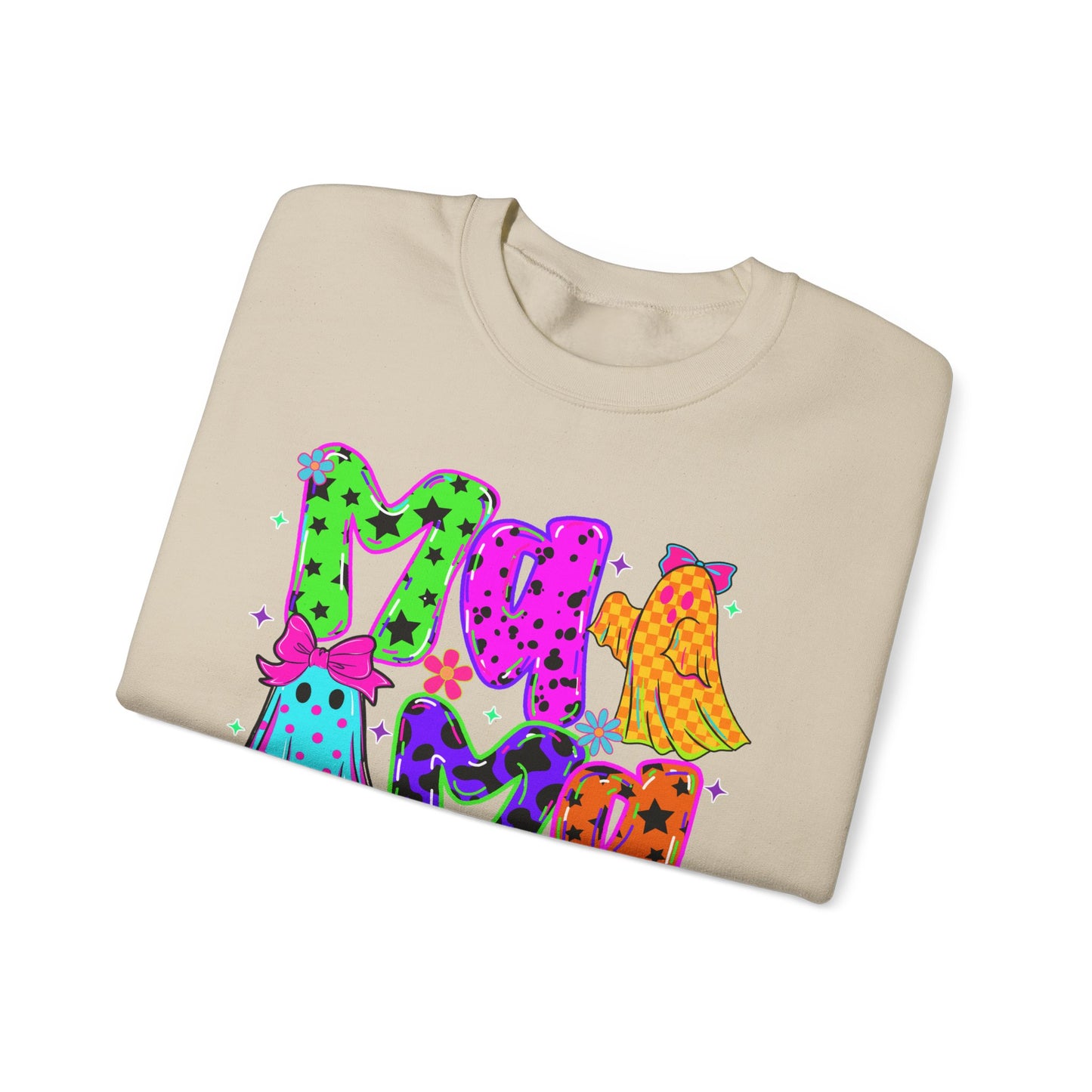 Ghost Mama Crewneck Sweatshirt — Colorful Neon Halloween Mom Pullover - Gifts for Mom - Mama Sweater - Halloween Sweater for Moms - Sweater Weather