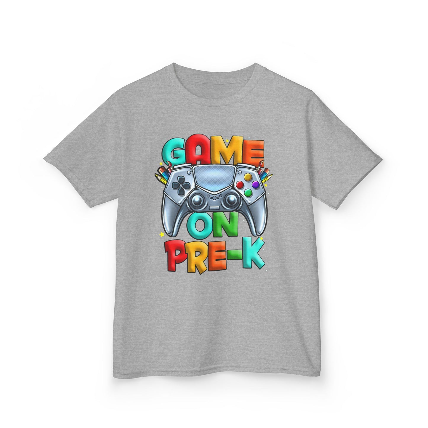 Kids T-Shirt — "Game On Pre-K" Colorful Controller Tee