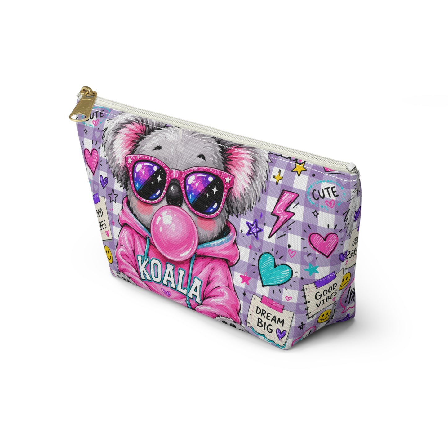 Cute Koala Bubblegum Accessory Pouch - kids pencil holder - back to school supplies - gifts for school - pink pencil holder