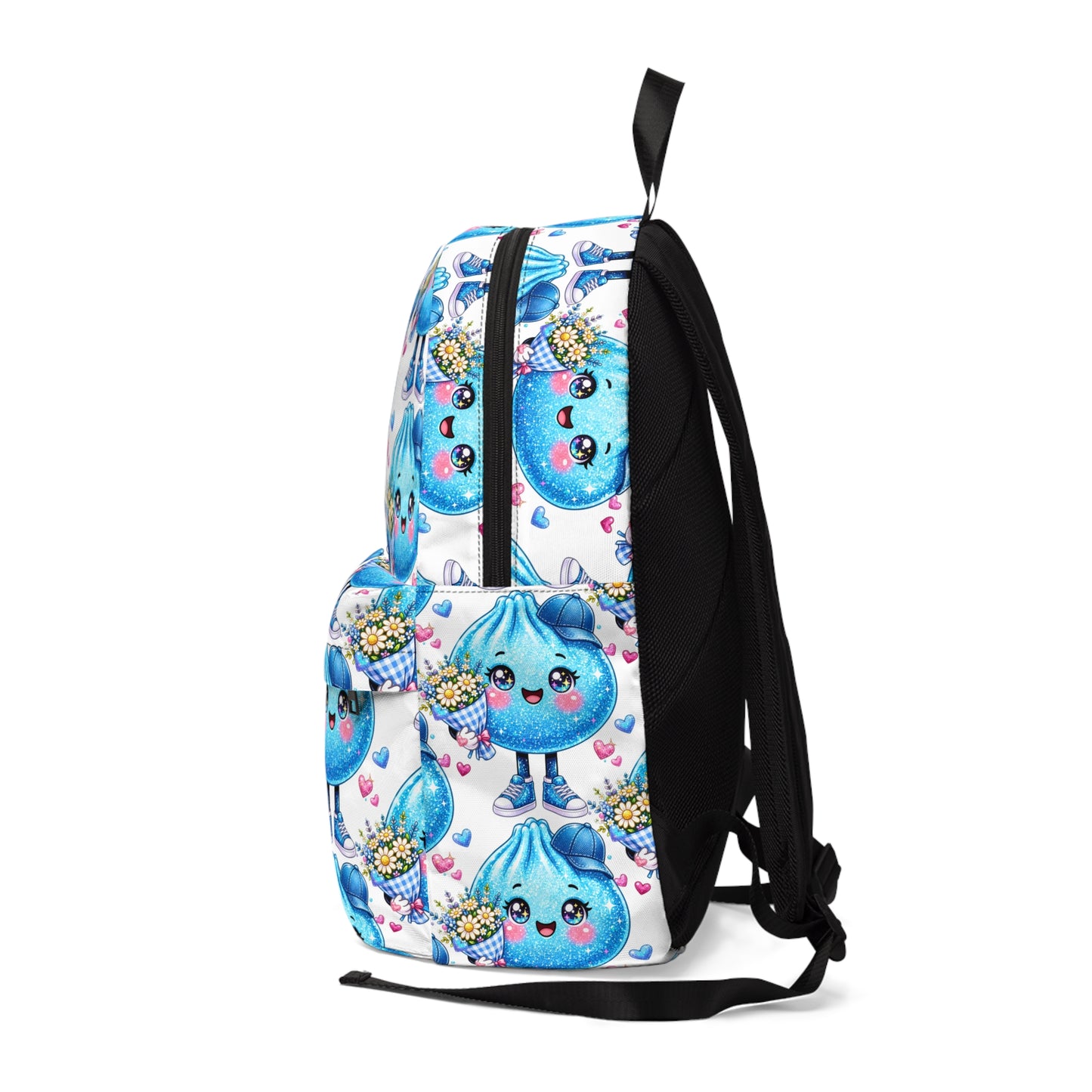 Kawaii Blue Dumpling Backpack — Cute Anime Food Pattern School Bag