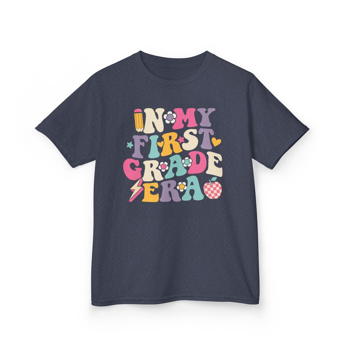 Kids Tee — 'In My First Grade Era' Colorful Retro Lettering Back-to-School Shirt