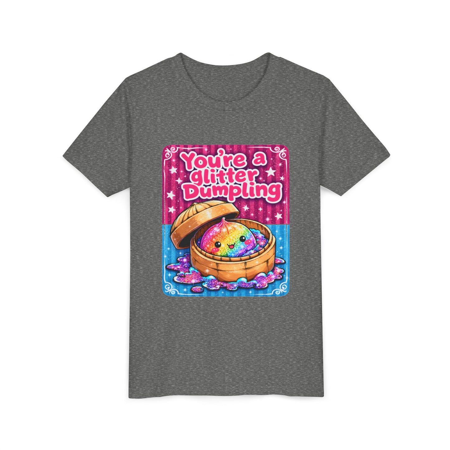 Youth T-Shirt — "You're a Glitter Dumpling" Cute Rainbow Dumpling Kids Tee