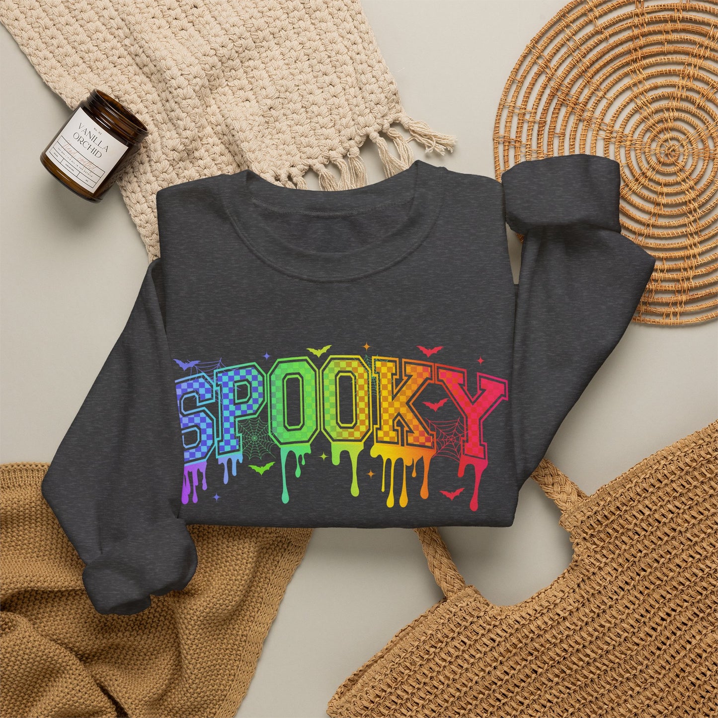 Rainbow Drip "Spooky" Halloween Graphic - halloween shirt - halloween sweater - halloween sweatshirt - halloween costume - ghost sweater