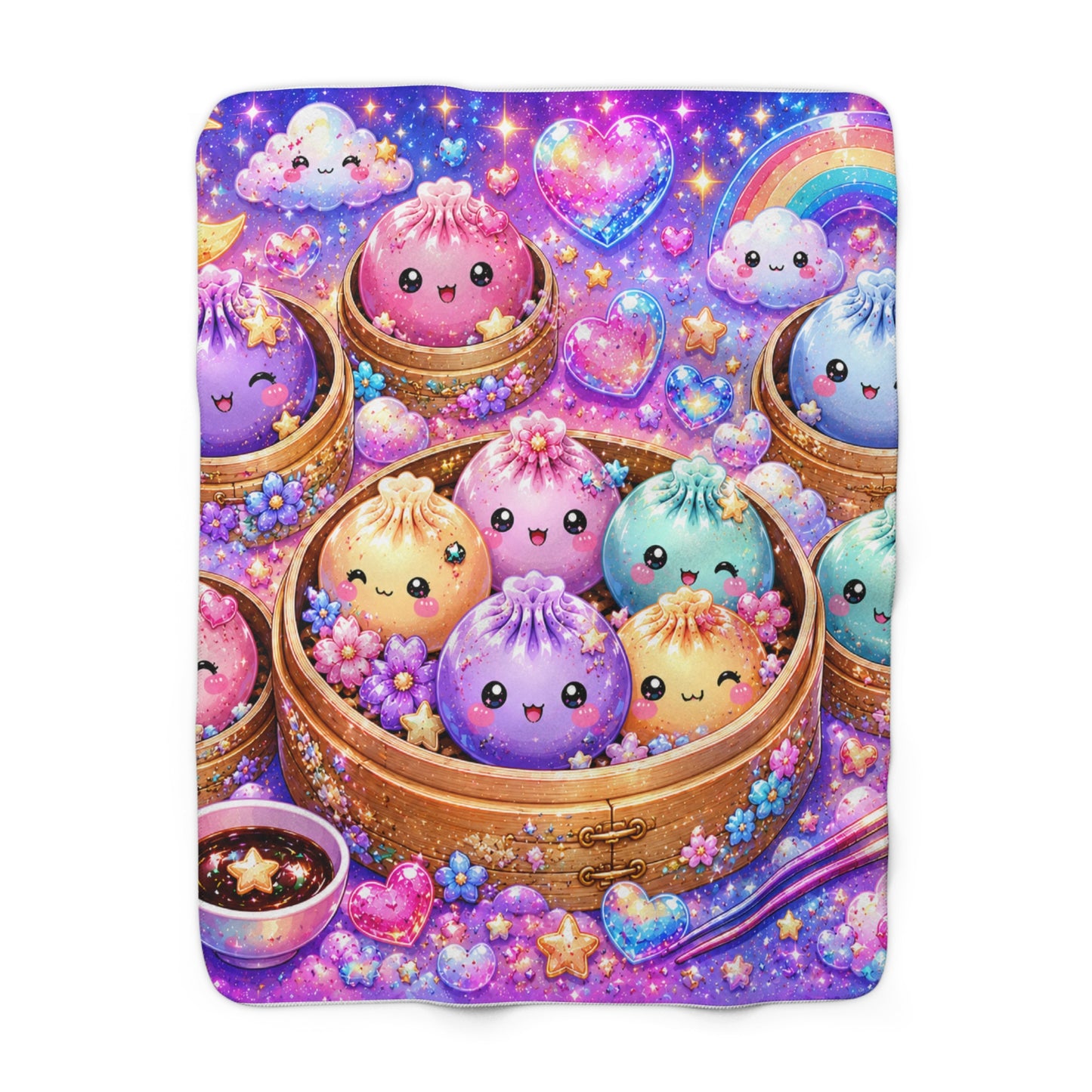 Sherpa Blanket — Cute Kawaii Dumpling Plushies Rainbow Galaxy Throw