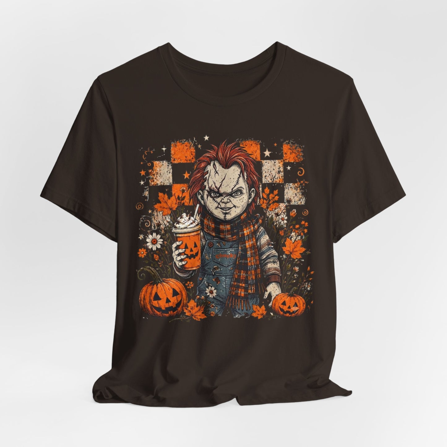 Halloween Horror Doll T‑Shirt – Pumpkin Patch Scare Tee