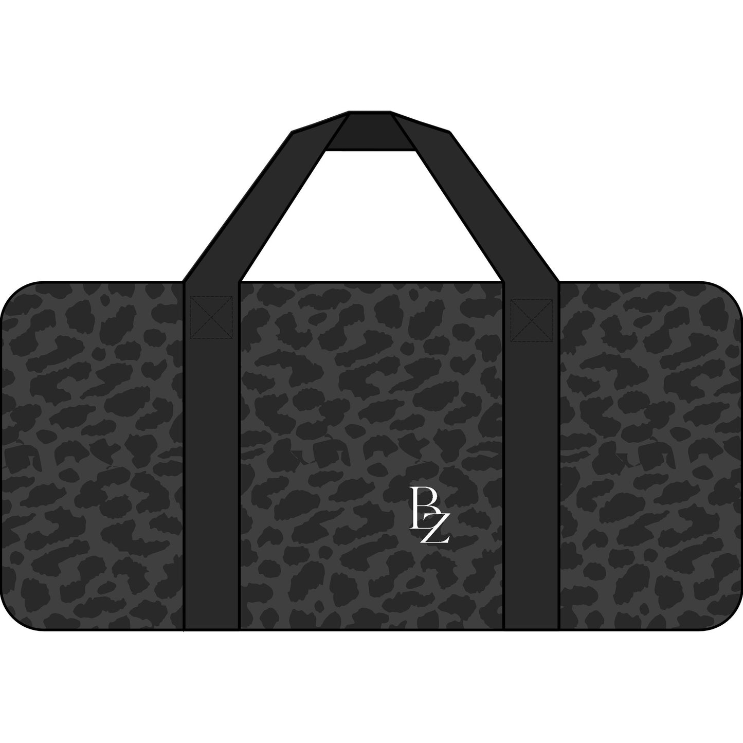 Duffel Bag — Black Camo & Checker Strap Travel Gym Weekender with BZ Logo