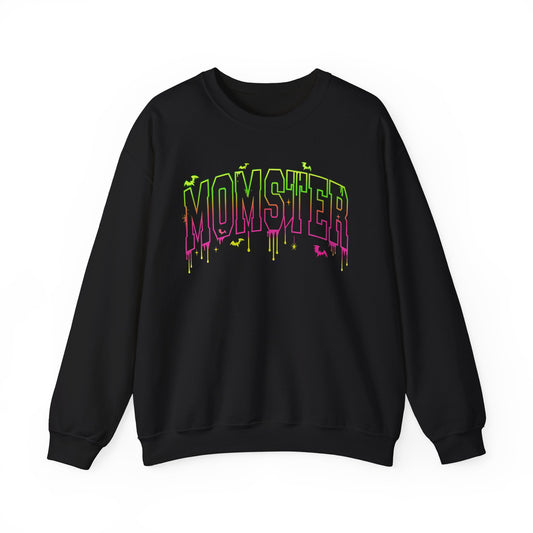 Momster Graphic Sweatshirt — Dripping Neon Halloween Mom Crewneck - Mom Halloween Sweatshirt - Mom Sweater - Mom Halloween Costume - Halloween shirt -