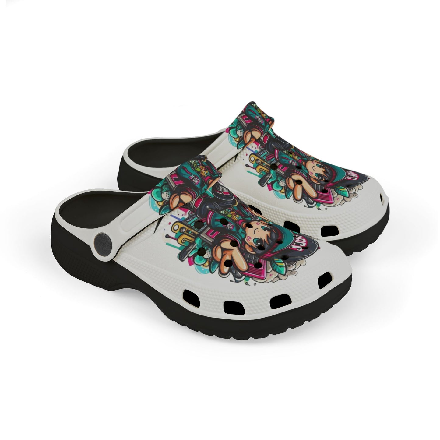 Kids Cartoon Gamer EVA Clogs — Colorful All-Over-Print Slip-On Shoes