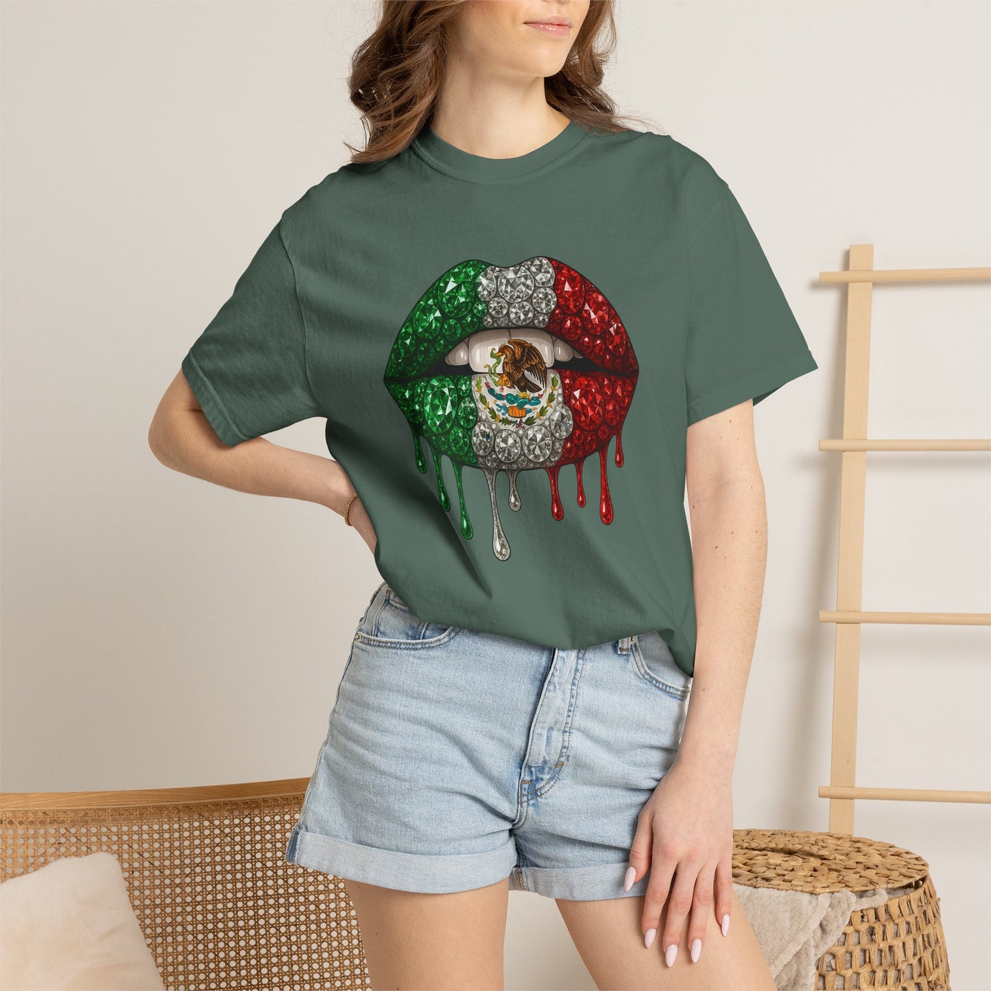 Mexico Flag Drip Lips T-Shirt