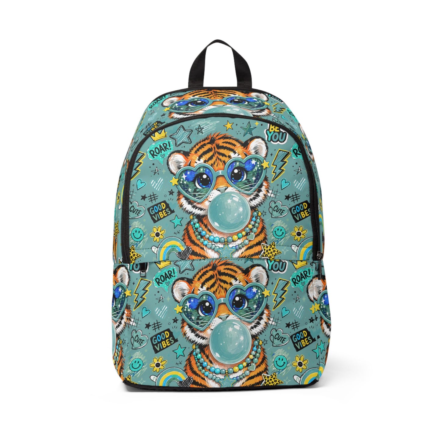 Bubblegum Tiger Kids Backpack – Cute Cartoon Tiger with Sunglasses School Bag
