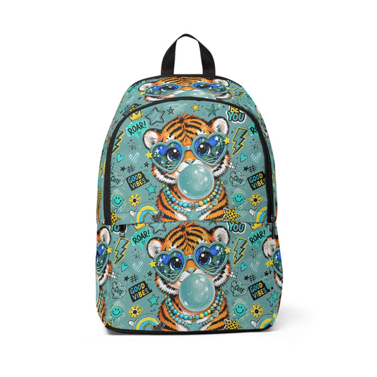 Bubblegum Tiger Kids Backpack – Cute Cartoon Tiger with Sunglasses School Bag