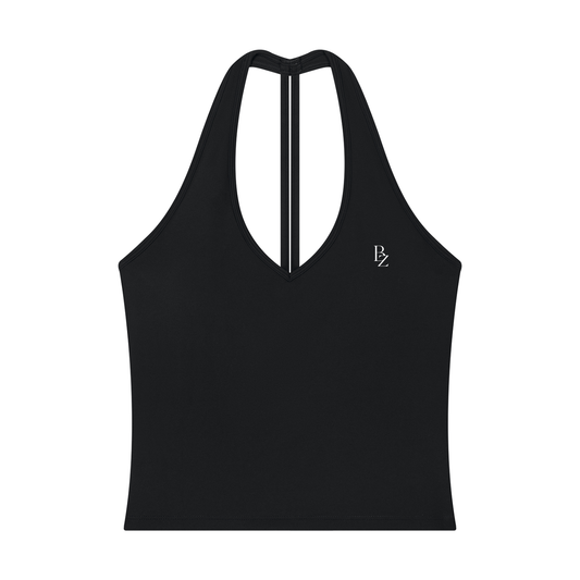 Women’s Halter V-Neck Workout Tank – Cropped Yoga & Gym Top