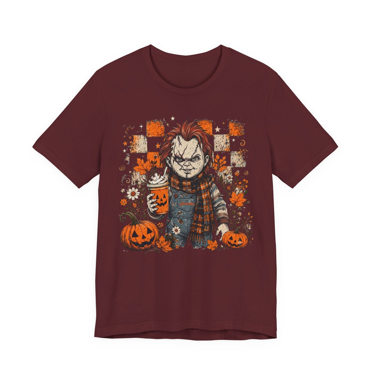 Halloween Horror Doll T‑Shirt – Pumpkin Patch Scare Tee