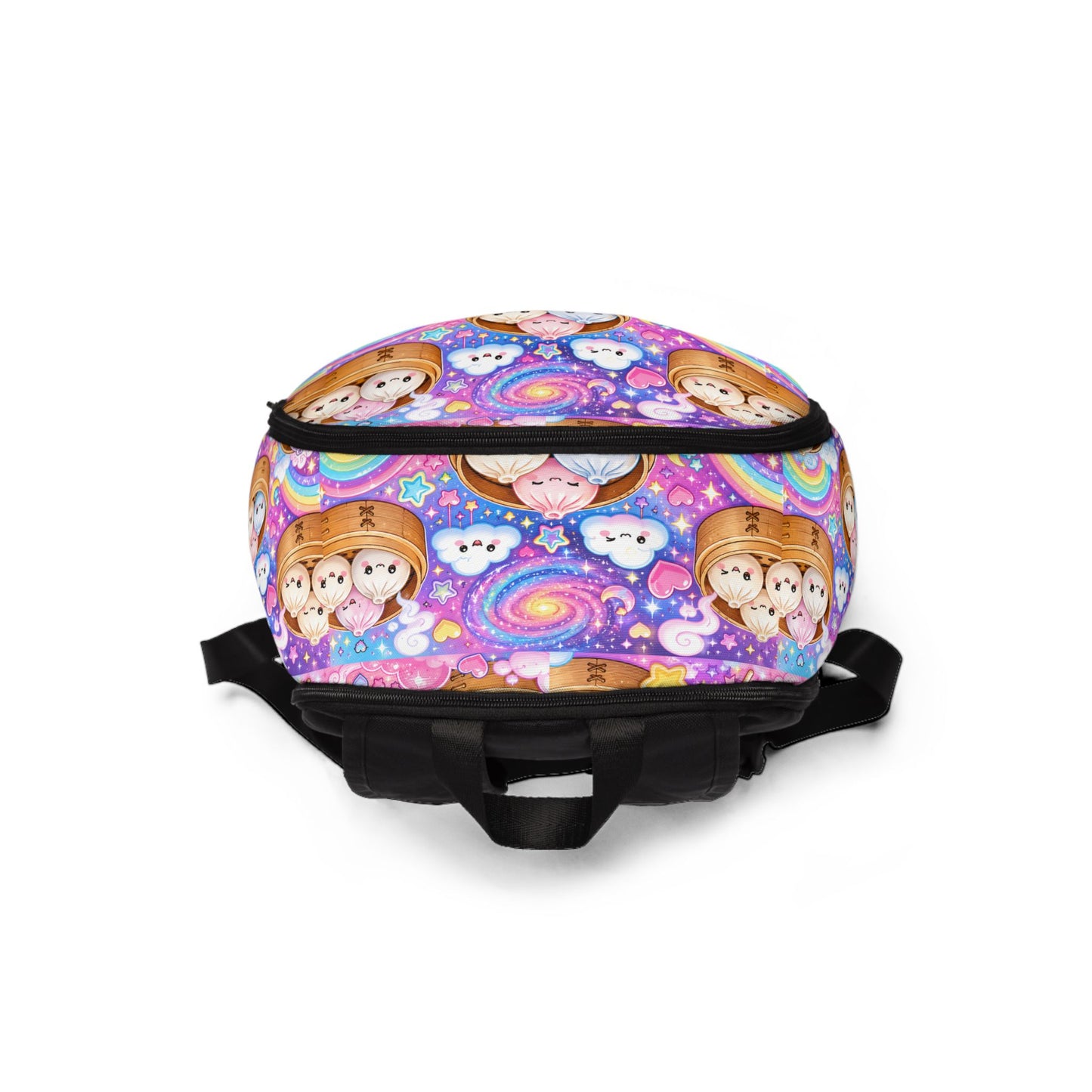 Kawaii Dumpling Pals Backpack — Cute Rainbow Steam Bun Print